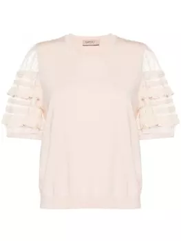 TWINSET трикотажный топ с логотипом, нейтральный цвет