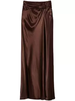 TWINSET юбка из атласа с драпировкой, коричневый