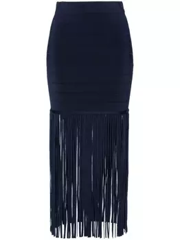 TWINSET юбка макси с завышенной талией и бахромой, синий