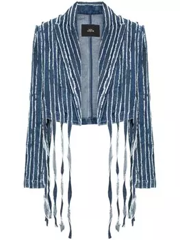 TWINSET укороченная джинсовая куртка с бахромой, синий