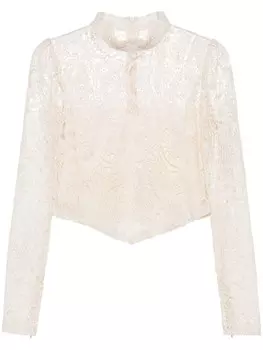 TWINSET укороченный топ из кружева макраме, нейтральный цвет
