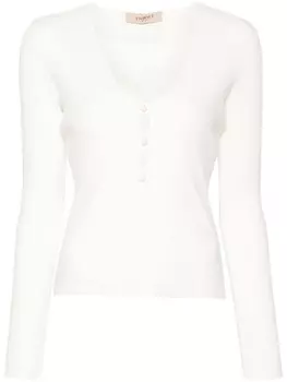 TWINSET вырезанный ребристый верх, белый