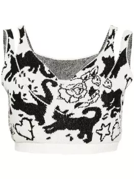 TWINSET жаккардовый топ, черный