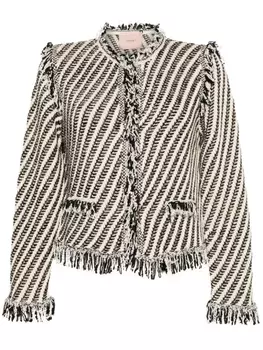 TWINSET жаккардовый жакет с бахромой, черный