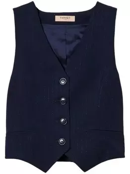 TWINSET жилет в тонкую полоску с люрексом, синий