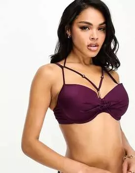 Твист-топ бикини Hunkemoller с ремешками цвета vignento