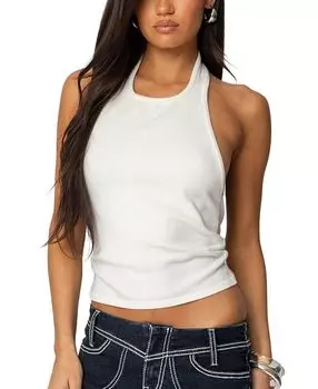 Твистер вязаный топ-халтер без спинки Edikted, слоновая кость/кремовый