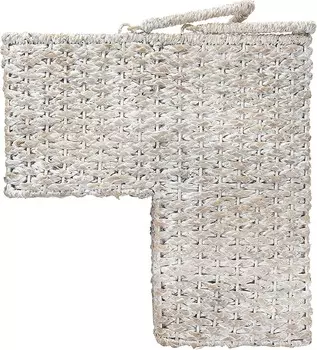 Творческая совместная корзина для лестницы из веревки Bankuan с ручками, побеленная отделка Creative Co-Op, Whitewash