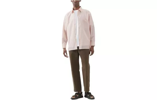 U Collection Рубашка унисекс светло-розово-оранжевая Uniqlo, оранжевый