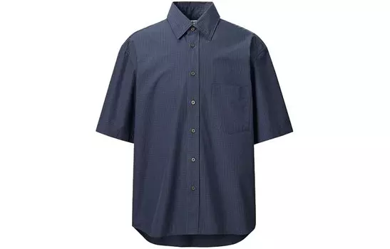 U Коллекция Рубашка Мужская Темно-Синяя Uniqlo, темно-синий