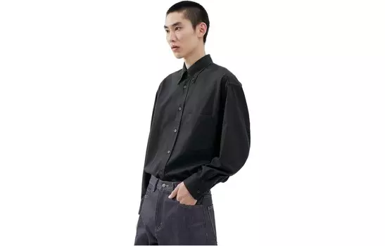 U Коллекция Рубашка Мужская Uniqlo, темно-серый
