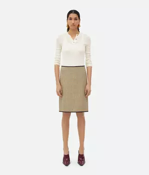юбка из шерсти принца Уэльского Bottega Veneta, синий/желтый/бежевый