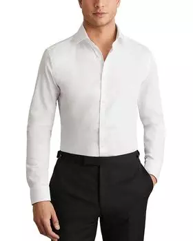 Удаленная рубашка Regular Fit из сатинового хлопка REISS, белый
