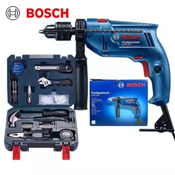 Ударная дрель Bosch GSB550 + набор инструментов, рукоятка