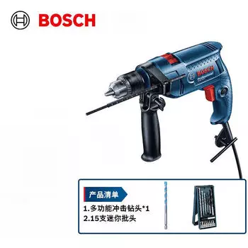 Ударная дрель Bosch GSB 550 + набор сверл, 15 штук