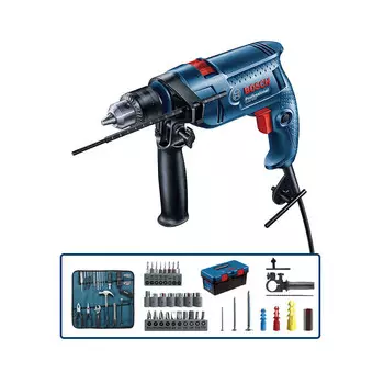 Ударная дрель Bosch GSB 550 + насадки, ящик для инструментов