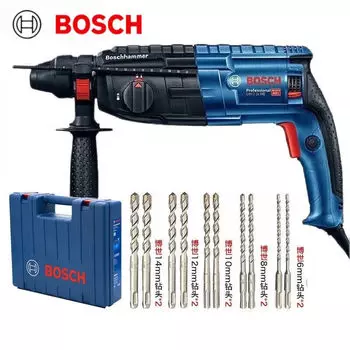 Ударная дрель Bosch, легкий электрический молоток, трехфункциональный электрический отбойник, электроинструмент промышленного класса с прямым и обратным вращением.