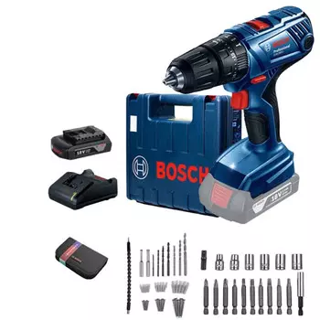 Ударная дрель с литиевой аккумуляторной батареей Bosch, отвертка 18 В, 2,0 Ач 1 аккумулятор + набор аксессуаров Xiaoheixia