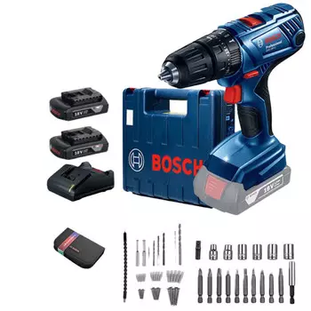 Ударная дрель с литиевой батареей Bosch, отвертка 18 В, 2,0 Ач 2 аккумулятора + набор аксессуаров Xiaoheixia
