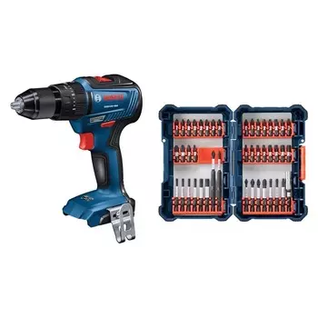 Ударная дрель-шуруповерт Bosch GSB18V-490N 18V (без аккумулятора) + Набор бит Bosch SDMS44, 44 штуки