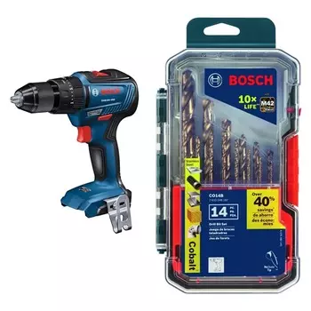 Ударная дрель-шуруповерт Bosch GSB18V-490N 18V (без аккумулятора) + Набор сверл Bosch Cobalt M42 CO14B, 14 шт