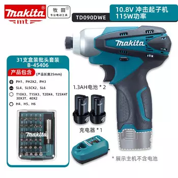 Ударный шуруповерт аккумуляторный Makita TD090DWE 10,8В + 31 бита