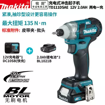 Ударный шуруповерт Makita TD111DSAE + две батареи 12V 2.0Ah