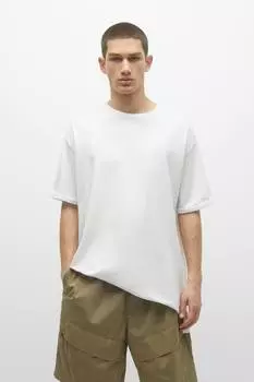 Удлиненная базовая футболка Pull&Bear, белый