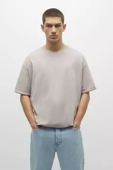 Удлиненная базовая футболка Pull&Bear, серый