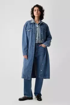 Удлиненная джинсовая куртка Icon Gap, синий
