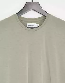 Удлиненная футболка Topman цвета хаки