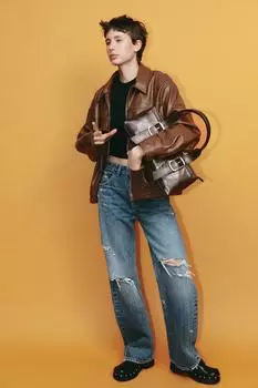 Удлиненная городская сумка с пряжками ZARA, цвет Chocolate