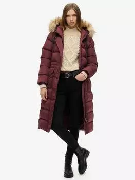 Удлиненная куртка из искусственного меха everest Superdry, цвет Albarn Clay Burgundy