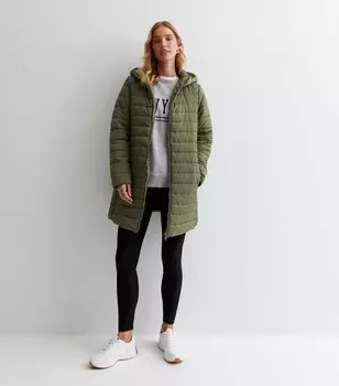 Удлиненная куртка-пуховик цвета хаки для беременных New Look, хаки