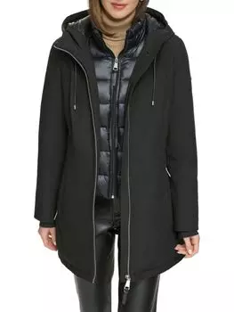 Удлиненная куртка-пуховик с капюшоном Dkny, черный