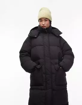 Удлиненная куртка-пуховик Ultimate черного цвета Topshop