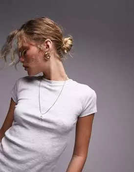 Удлиненная повседневная футболка Topshop серого меланжевого цвета