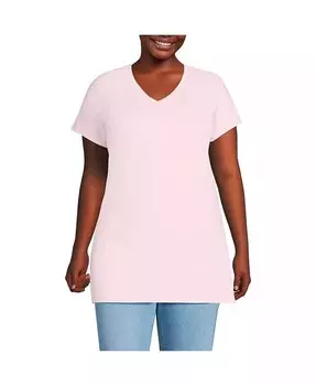 Удлиненная туника из легкого джерси больших размеров Lands' End, розовый