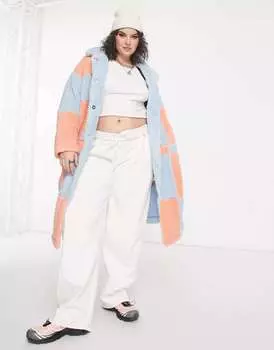 Удлиненное пальто большого размера Native Youth Plus из шахматной овчины