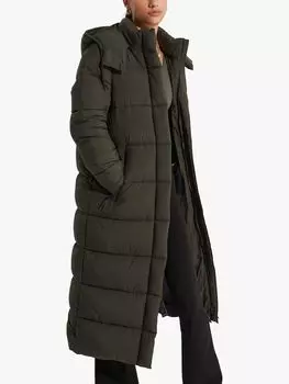 Удлиненное пуховое пальто Touchline Superdry, хаки сетка