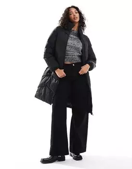 Удлиненное стеганое пальто черного цвета Vero Moda