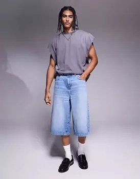 Удлиненные джинсовые шорты ASOS DESIGN светло-голубого цвета