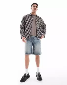 Удлиненные джинсовые шорты ASOS DESIGN светло-голубого цвета с оттенком