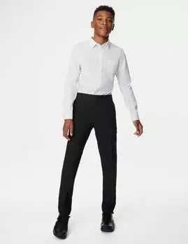 Удлиненные обтягивающие школьные брюки для мальчиков Marks & Spencer, черный