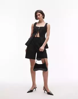 Удлиненные шорты SNDYS из льняной смеси черного цвета