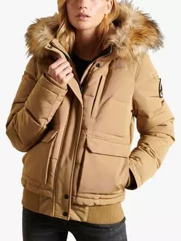 Удлиненный бомбер Superdry Everest, светло-коричневый