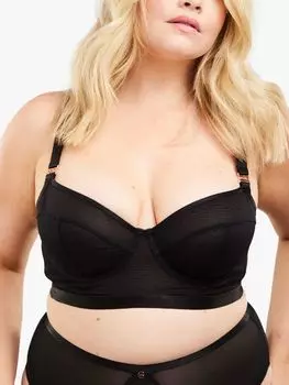 Удлиненный бюстгальтер-балконет из мягкой сетки Oola Lingerie, черный