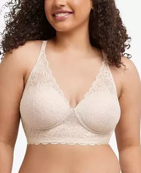 Удлиненный бюстгальтер без косточек из кружева и сетки Pure Comfort DM1188 Maidenform, коричневый
