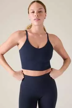 Удлиненный бюстгальтер Elation с v-образным вырезом d dd Athleta, синий