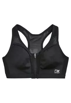Удлиненный бюстгальтер High Impact Zip Front Next, черный